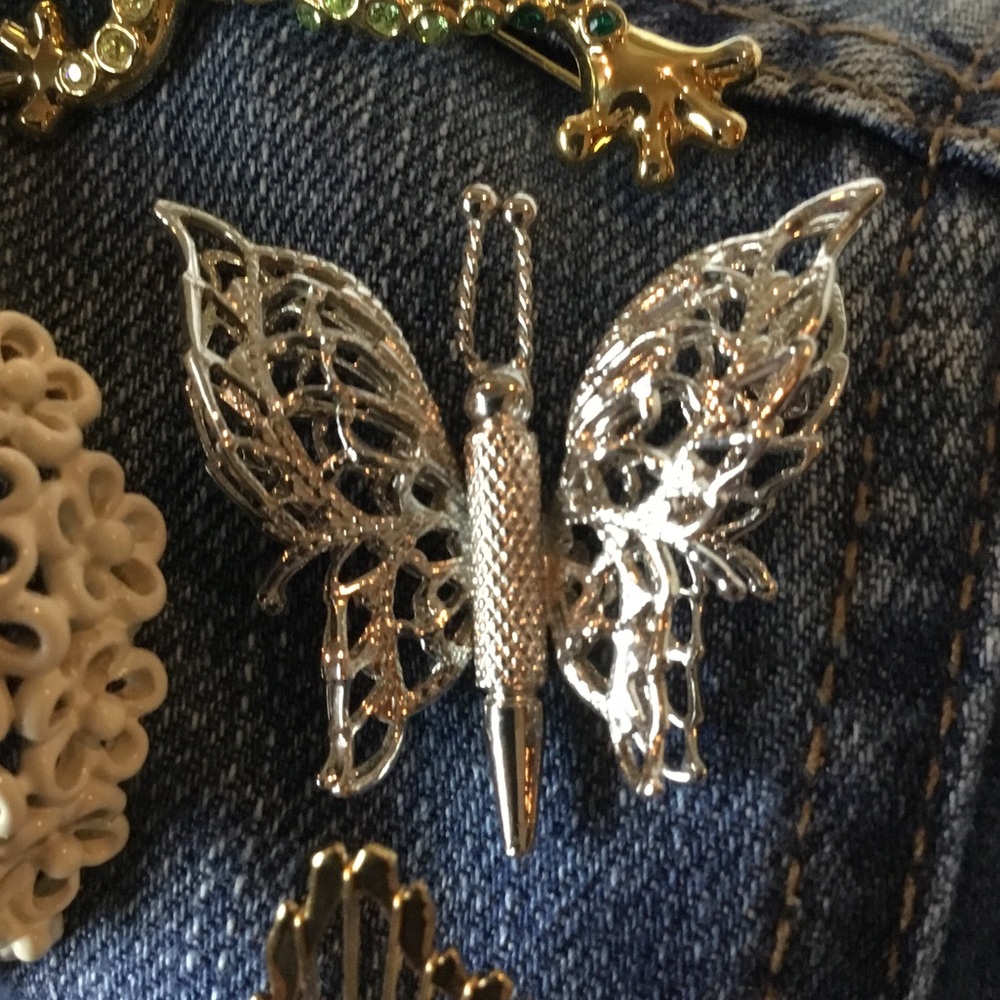 Vintage Monet Filigree Small Butterfly Brooch